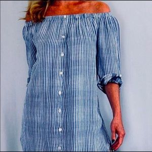 Blue Island Striped Cotton Gauze Dress
